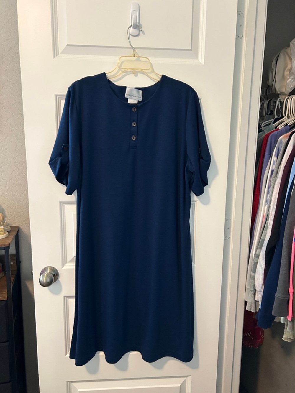 Susan Graver Navy Blue Midi Dress
